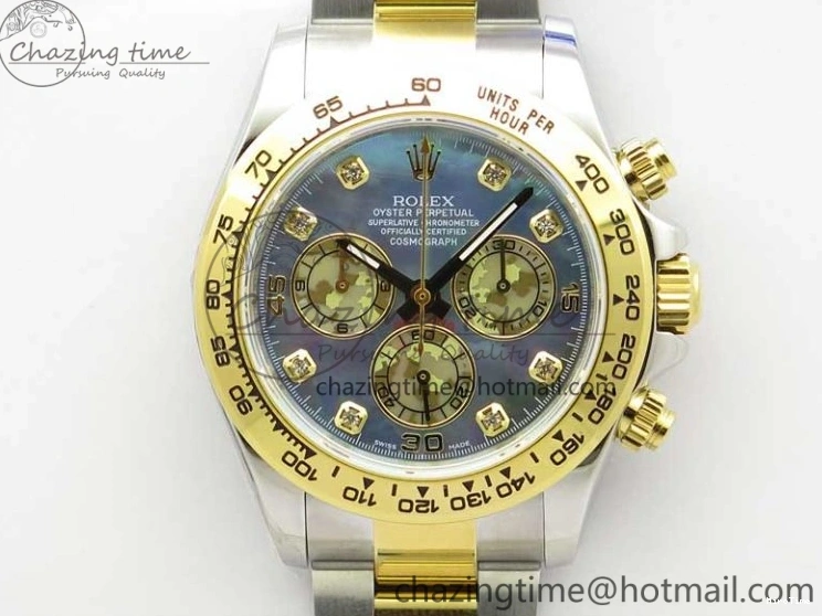 MiroTime 0520 Daytona 116520 SS YG UBF Best Edition Ice Blue MOP Crystal Markers Dial on SS YG Bracelet A Casual 2936